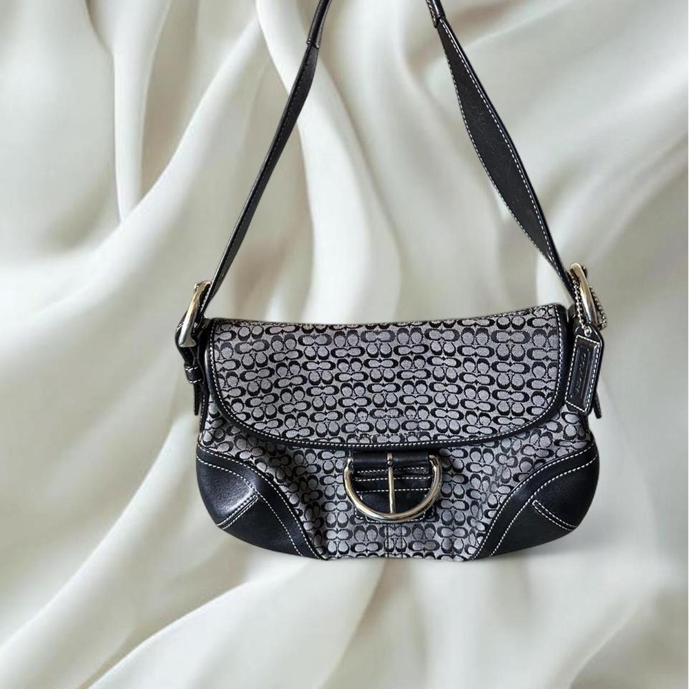 Coach 2004 Soho signature shoulder bag black monogram canvas silver hardware y2k